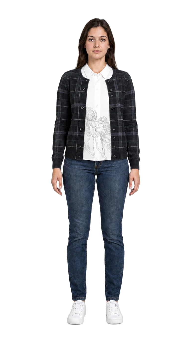 Actual nista output with checked shirt and transferred underlayer